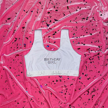 Load image into Gallery viewer, "BIRTHDAY GIRL" Crystal Confetti Sports Bra | DISCONTINUED