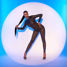 Load image into Gallery viewer, "Supernova" Black Crystal Catsuit