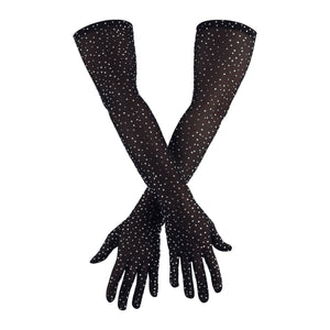 "Milkyway" Crystal Micro-Mesh Opera Length Gloves