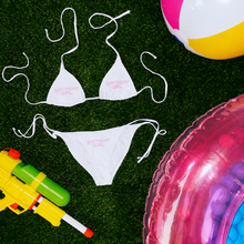 Load image into Gallery viewer, "BIRTHDAY GIRL" Triangle Bikini Top | White