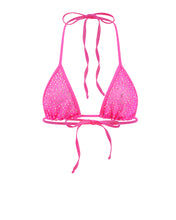 Load image into Gallery viewer, &quot;Space&quot; Fishnet Triangle Bikini Top | Neon Pink