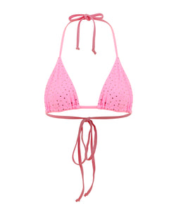 Bubble Gum Pink Crystal Triangle Bikini Top