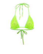 Load image into Gallery viewer, &quot;Space&quot; Fishnet Triangle Bikini Top | Neon Green