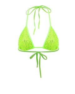 "Space" Fishnet Triangle Bikini Top | Neon Green