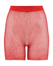 Load image into Gallery viewer, &quot;Space&quot; Fishnet Biker Shorts | Red