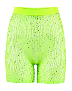 "Space" Fishnet Biker Shorts | Neon Green