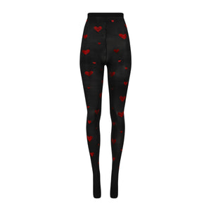 Crystal Heart Tights | Black
