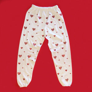 Crystal Hearts Sweatpants | White