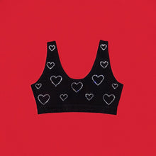 Load image into Gallery viewer, Crystal Hearts Sports Bra | Black
