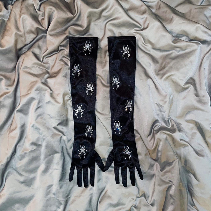 Crystal Spider Opera Length Gloves