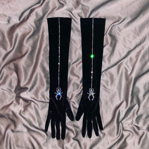 Opera Length Gloves with Spider x Crystal Seam