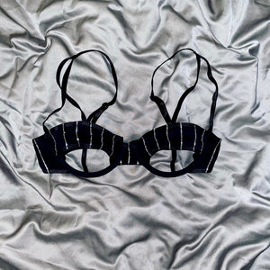 Crystal Pinstripe Open Cup Bra