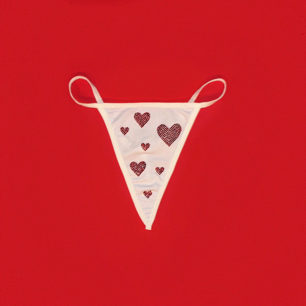 Crystal Heart Thong | White