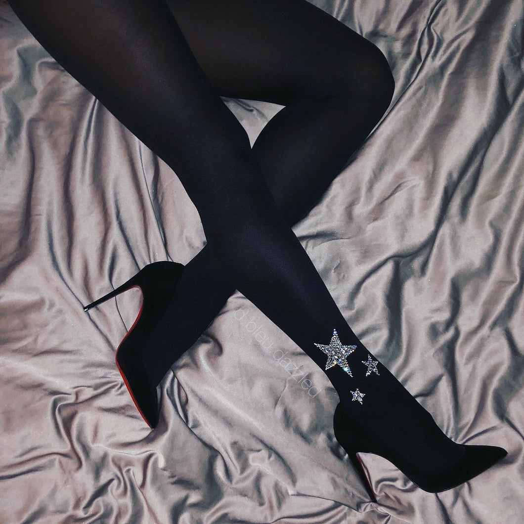 Crystal Star Black Tights