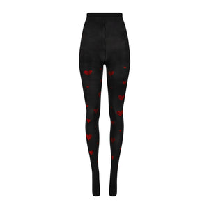 Crystal Heart Tights | Black