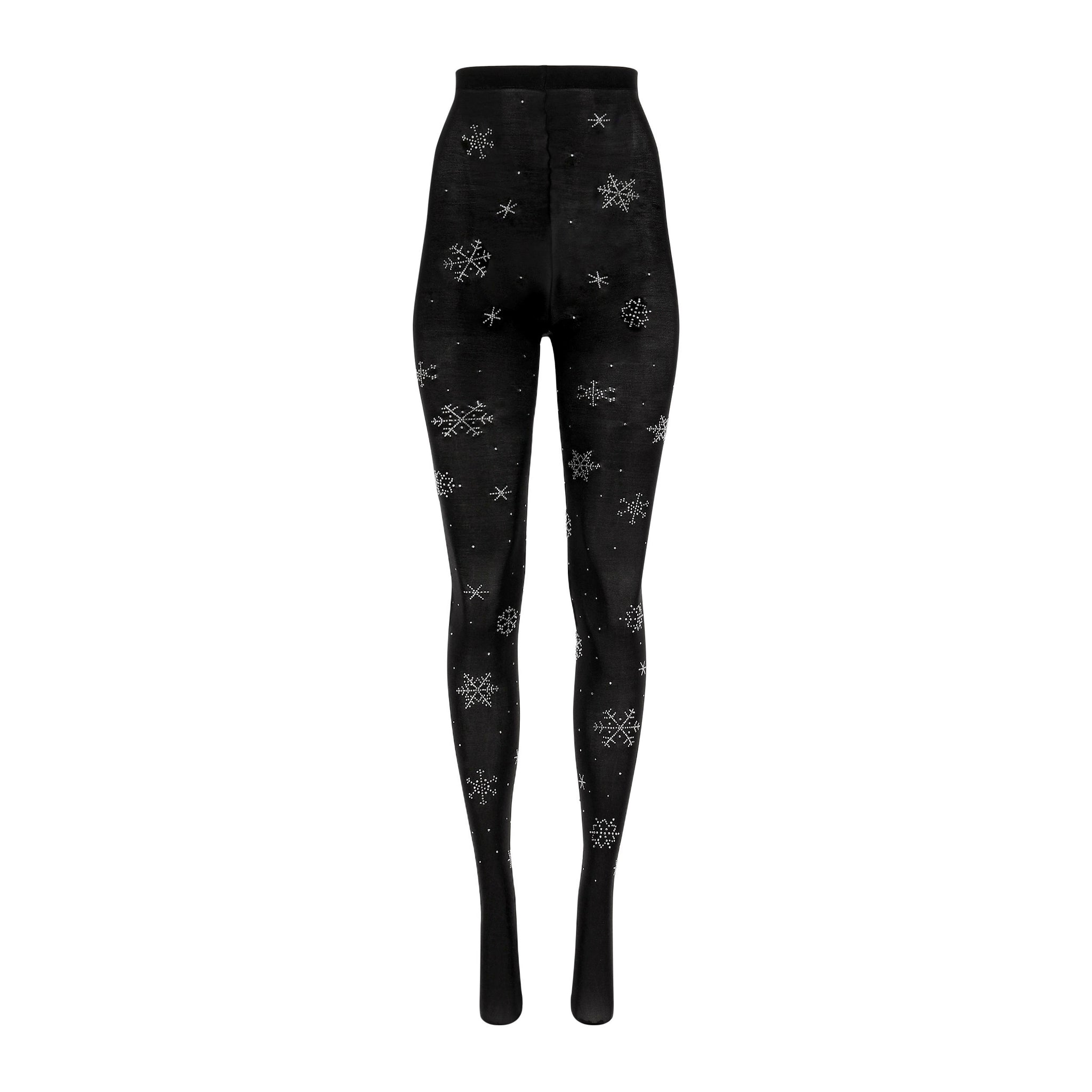 White Snowflakes on Black Leggings