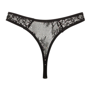 Crystal lace thong