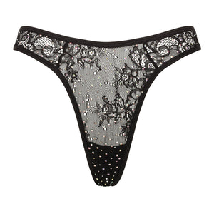 Crystal lace thong